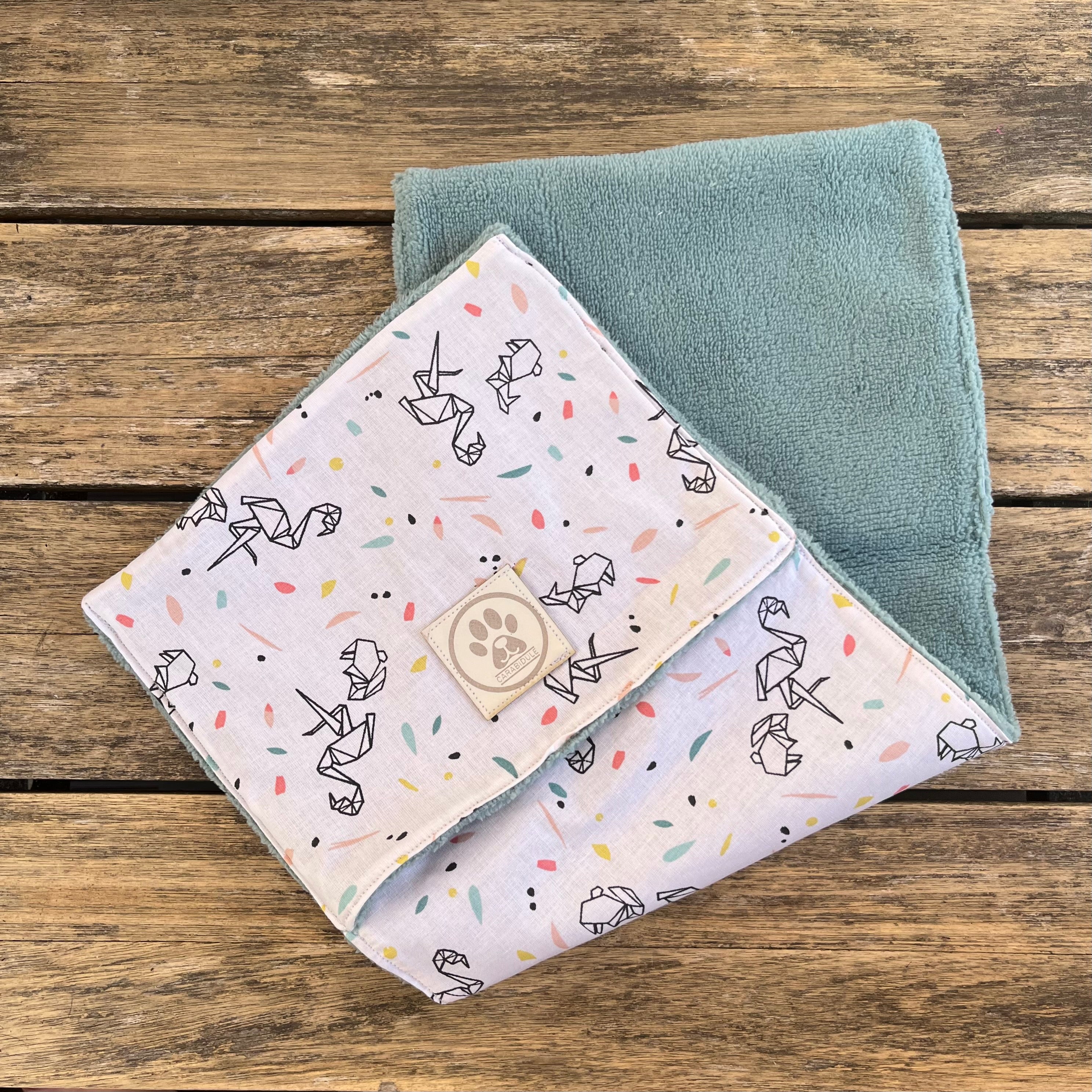 carabidule-serviette-essuie-pattes-chien-origami-bambou-coton image 2