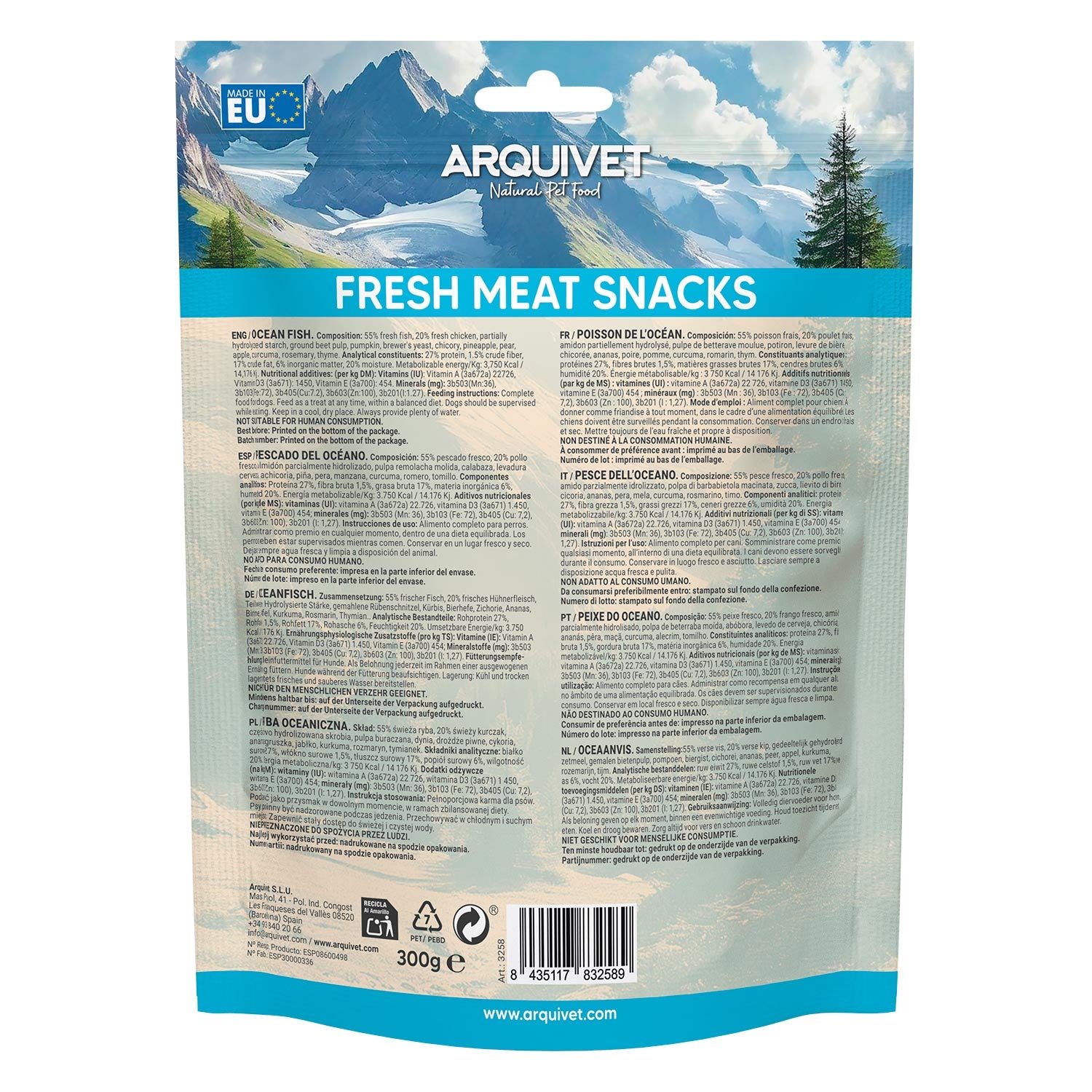 arquivet-fresh-meat-snacks-poisson-oc-anique-snack-chien-300-g image 4
