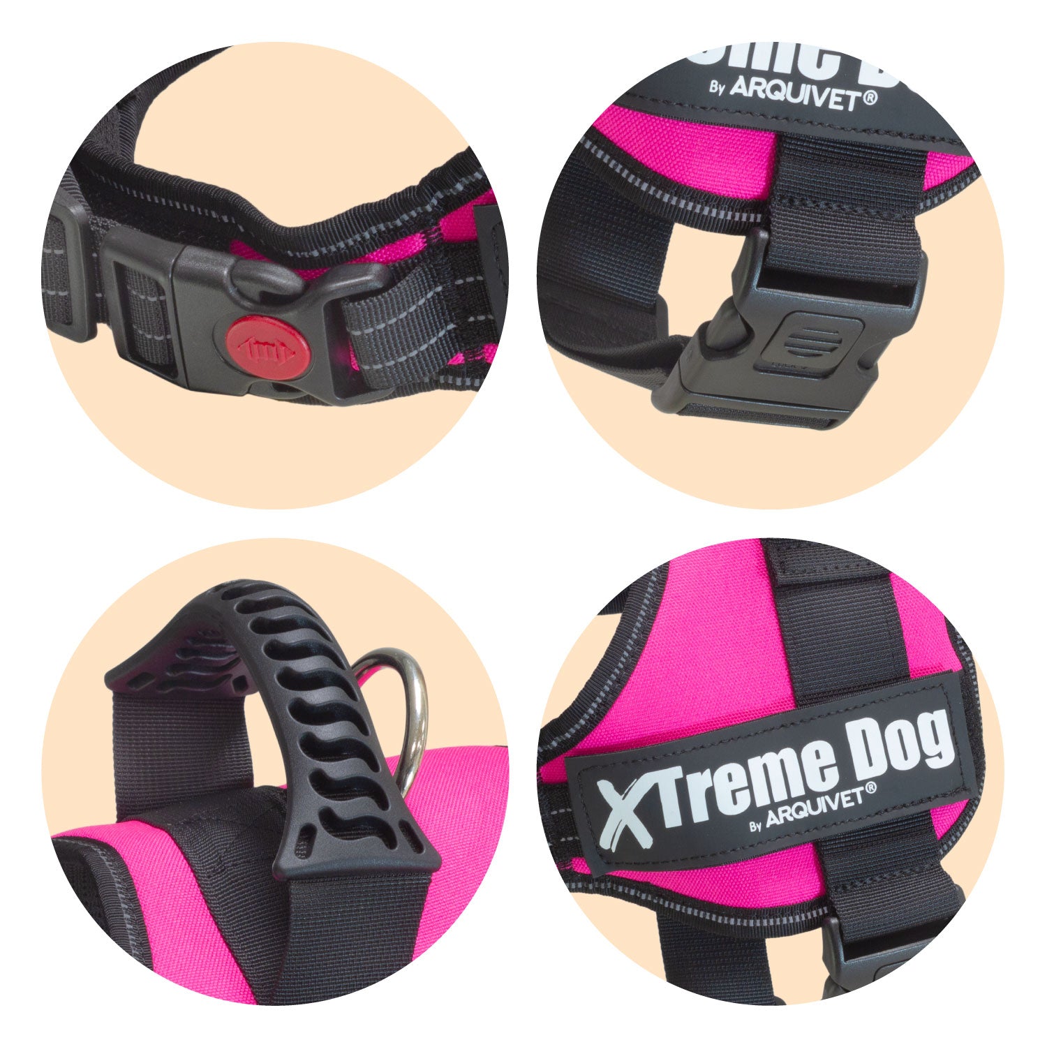 arquivet-xtreme-harnais-chien-rose-polyester-r-glable image 2