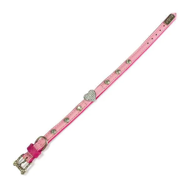 arquivet-collier-cuir-rose-c-ur-pour-chien-1-2-x-30-cm image 1