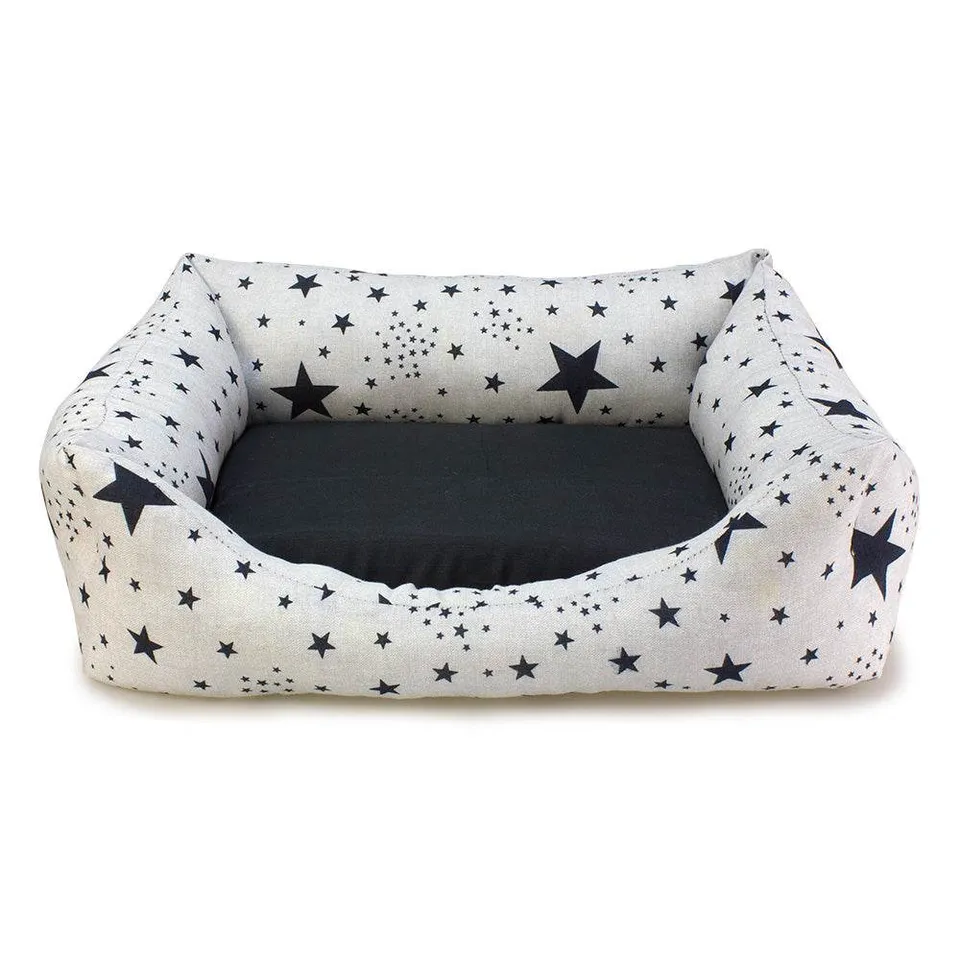 arquivet-black-stars-panier-chien-noir-toiles-50x45x17-cm image 1