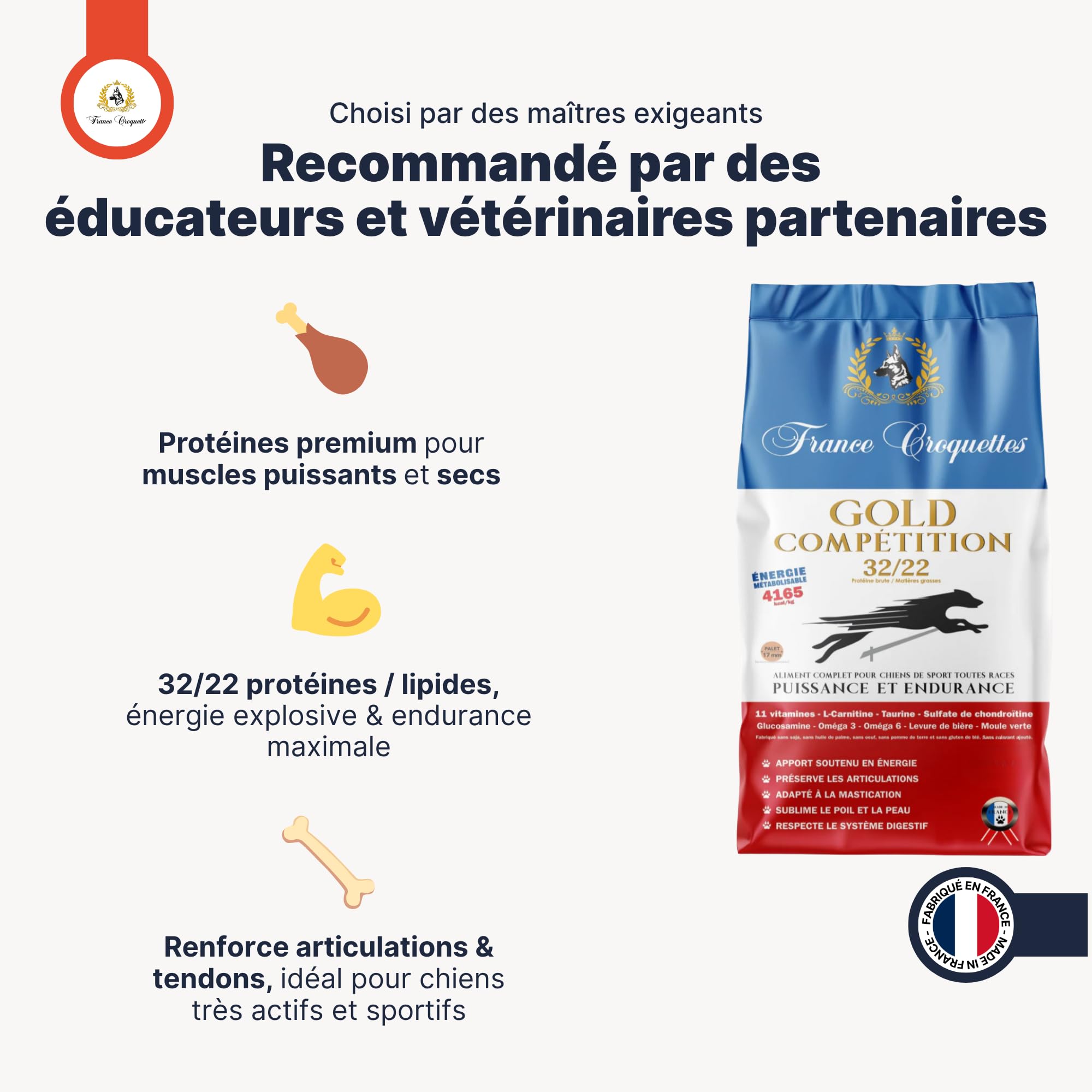 france-croquettes-gold-comp-tition-32-22-croquettes-sport-4kg image 2