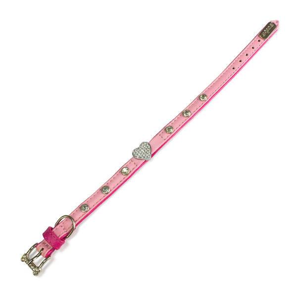 arquivet-collier-cuir-rose-c-ur-pour-chien-1-2-x-30-cm image 1