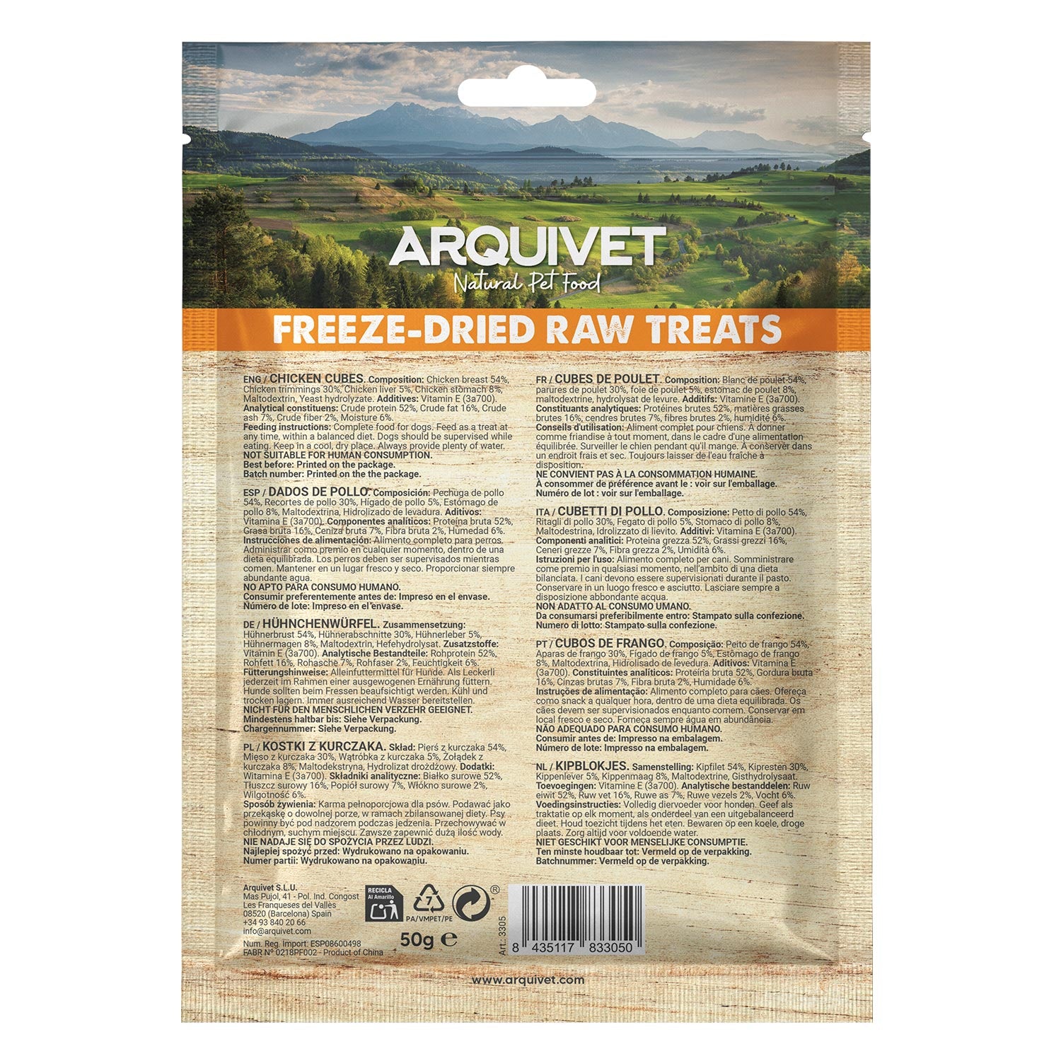 arquivet-freeze-dried-chicken-cubes-snack-poulet-chien-50-g image 3