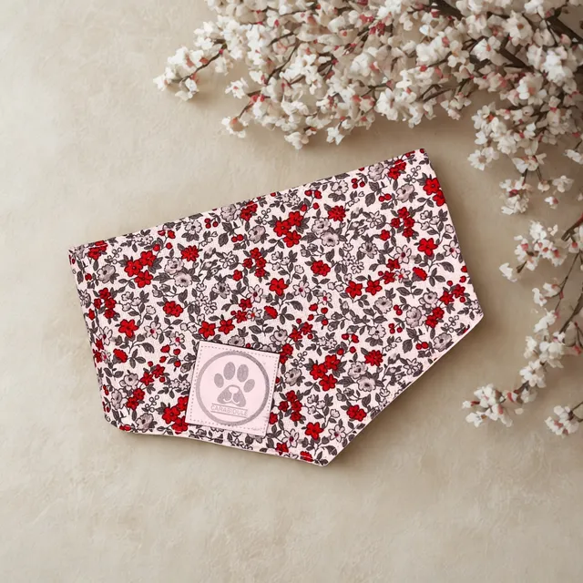 carabidule-les-l-gers-bandana-chien-flower-blanc-r-versible-coton image 1