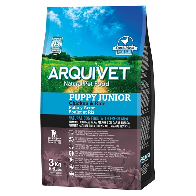 arquivet-super-premium-poulet-riz-croquette-chiot-3-kg image 1