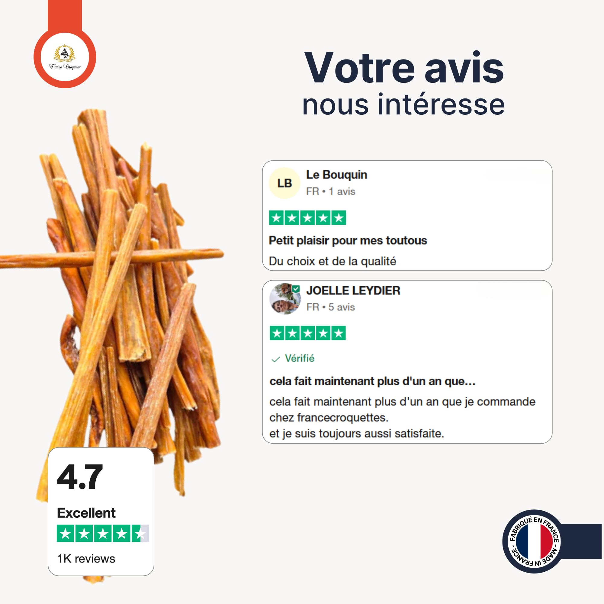 france-croquettes-friandises-b-tonnets-buffle-300g-chiot-senior image 2