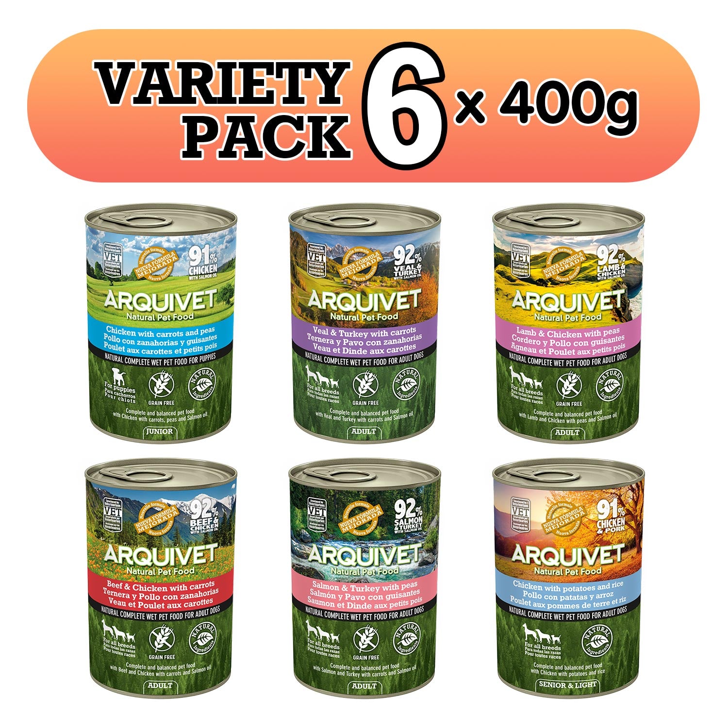 arquivet-p-t-e-assortiment-nourriture-humide-chien-6x400-g image 1