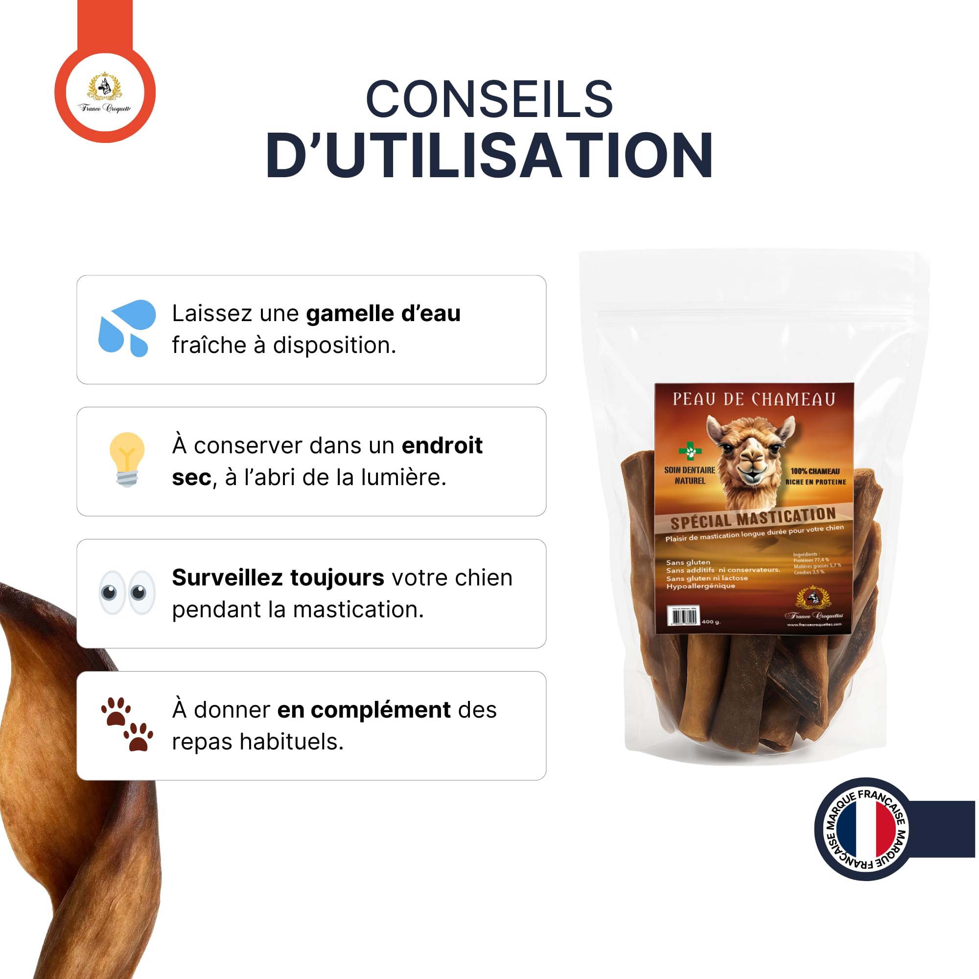 france-croquettes-friandises-peau-chameau-chien-400g-dents image 2