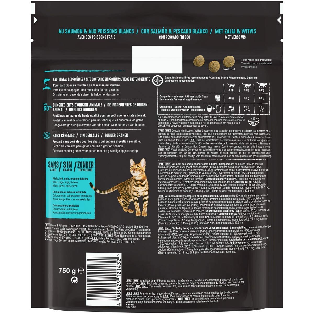 crave-dry-cat-food-croquettes-chat-saumon-5x750g-sans-c-r-ales image 2