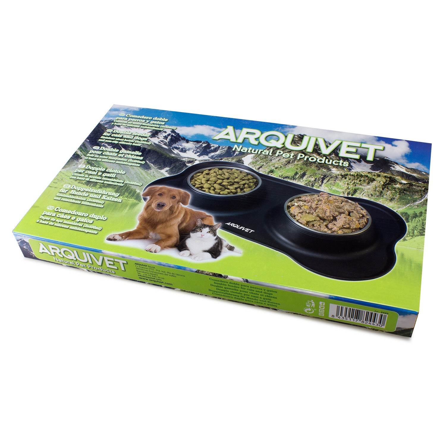 arquivet-double-gamelle-inox-chien-chat-2x400-ml-tapis-silicone image 2