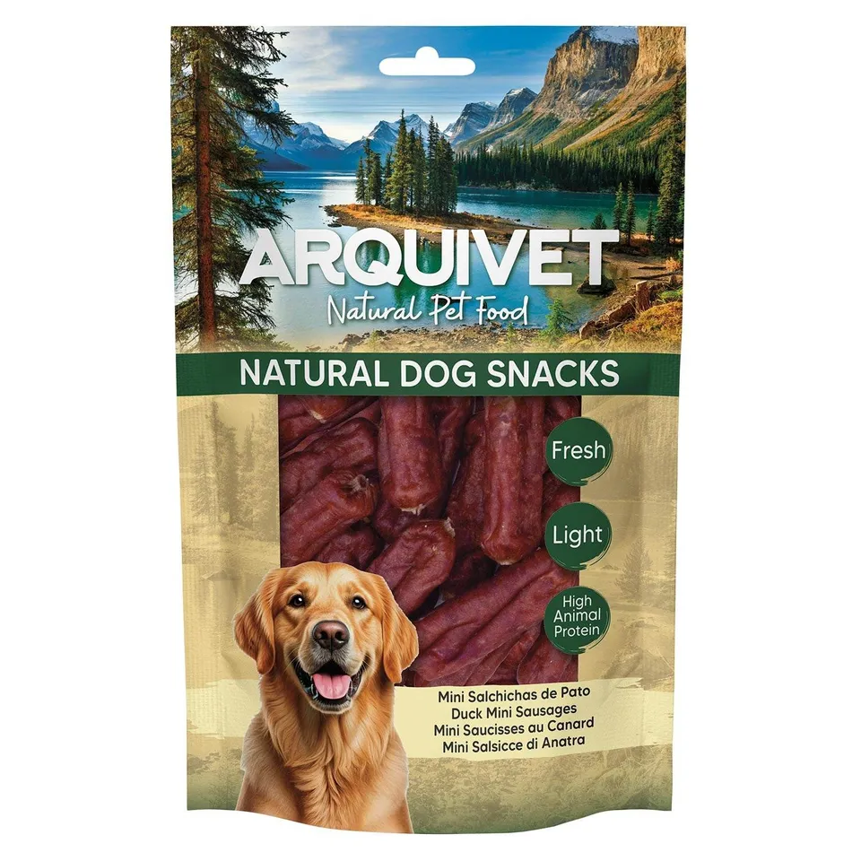 arquivet-dog-snacks-mini-saucisses-canard-friandise-chien-100-g image 1