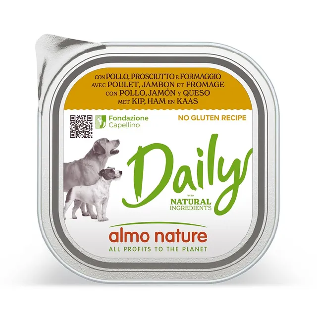 almo-nature-daily-poulet-jambon-fromage-p-t-e-chien-9x300g image 1