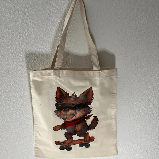 carabidule-le-joyeux-tote-bag-chien-coton-cru image 1