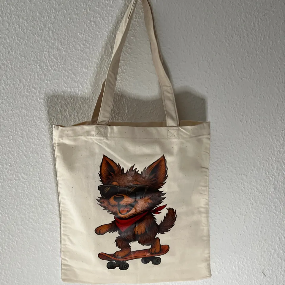 carabidule-le-joyeux-tote-bag-chien-coton-cru image 1