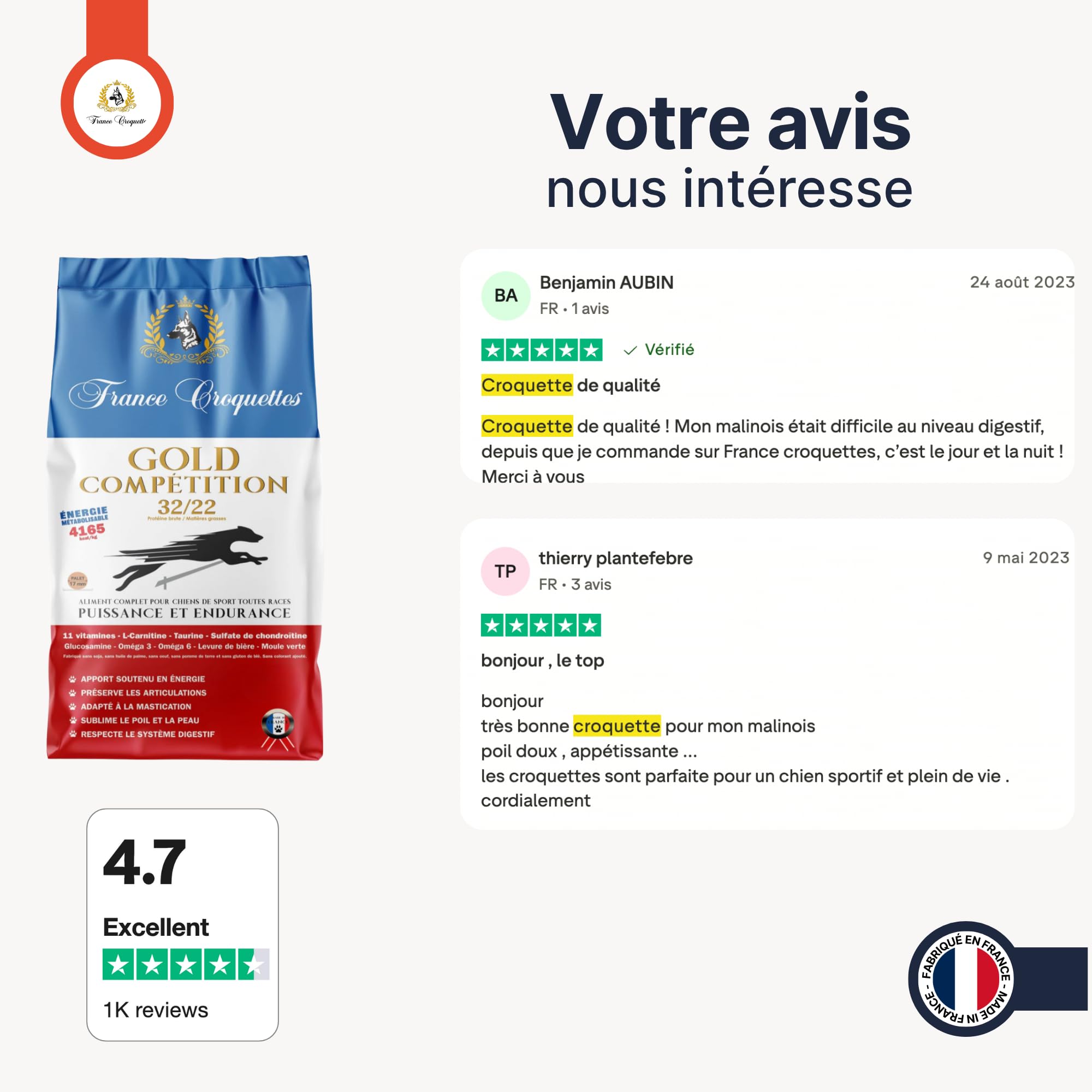 france-croquettes-gold-comp-tition-32-22-croquettes-sport-4kg image 3