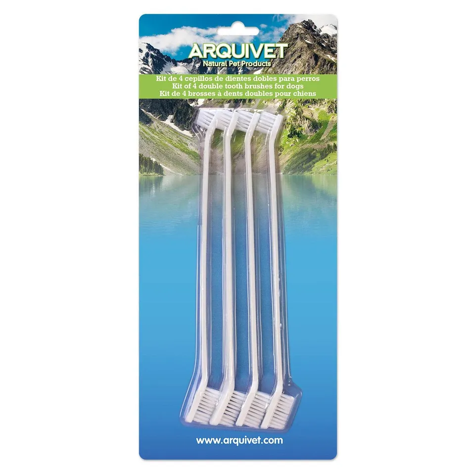 arquivet-lot-4-brosses-dents-double-brosse-chien-22-cm image 1