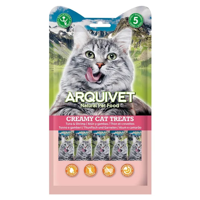 arquivet-cat-snacks-cr-me-thon-crevette-friandise-chat-5x14-g-87-viande image 1