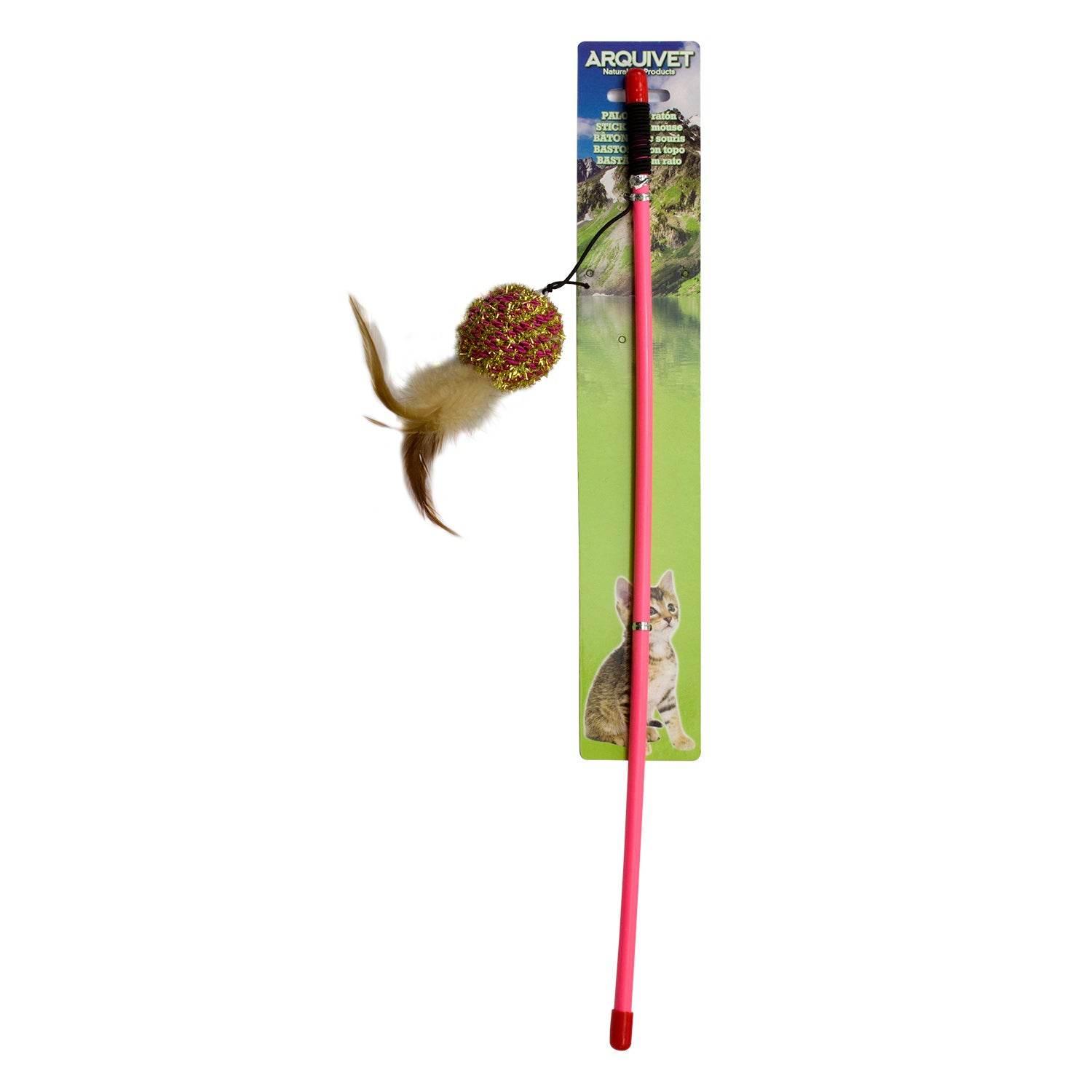 arquivet-canne-p-che-chat-boule-plumes-47-cm-rose image 3