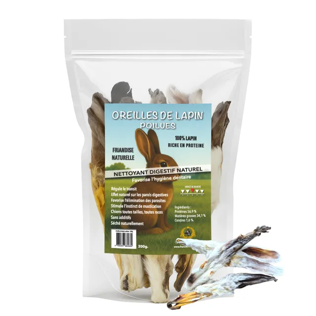 france-croquettes-les-poilus-oreilles-lapin-friandise-chien-200g image 1