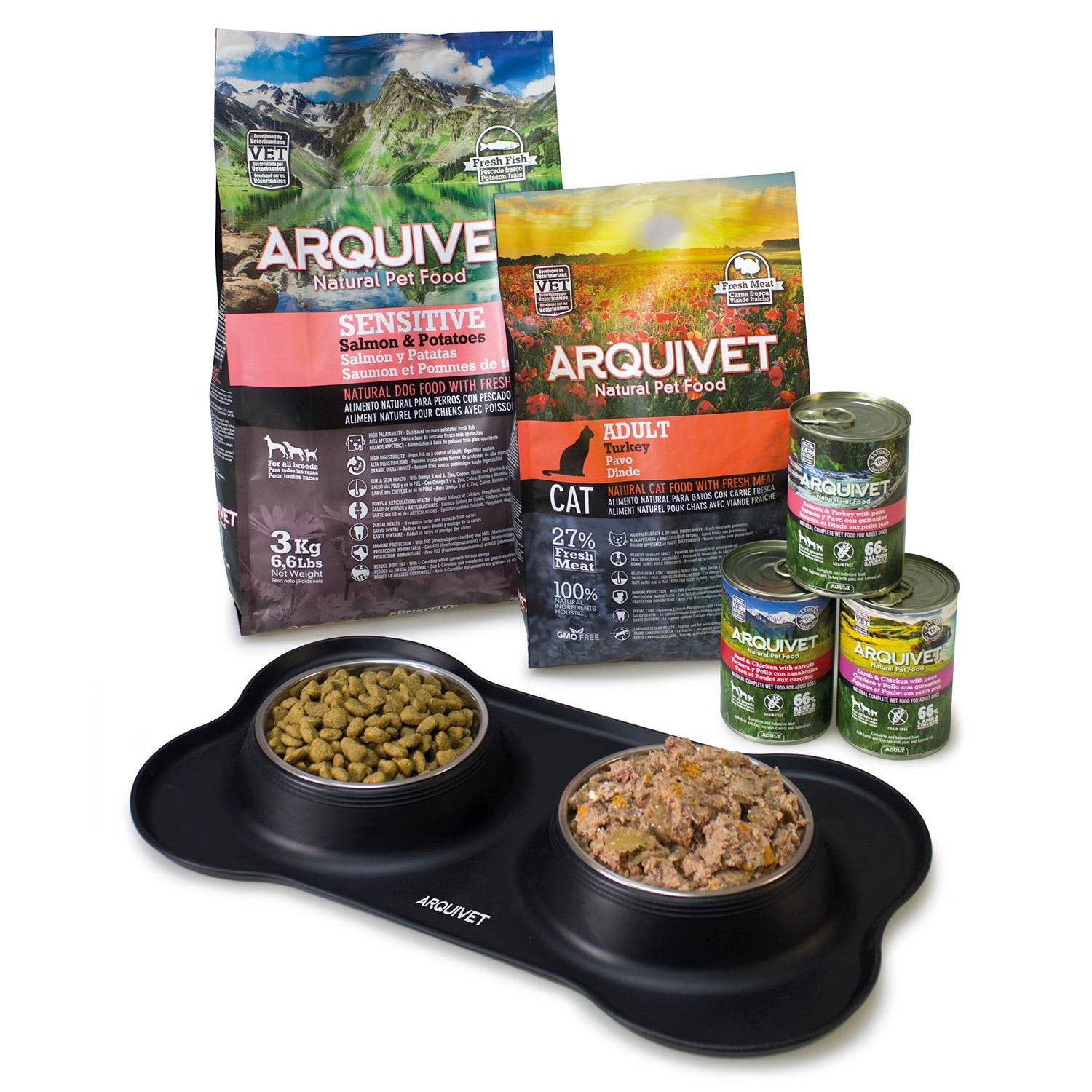 arquivet-double-gamelle-inox-chien-chat-2x400-ml-tapis-silicone image 5