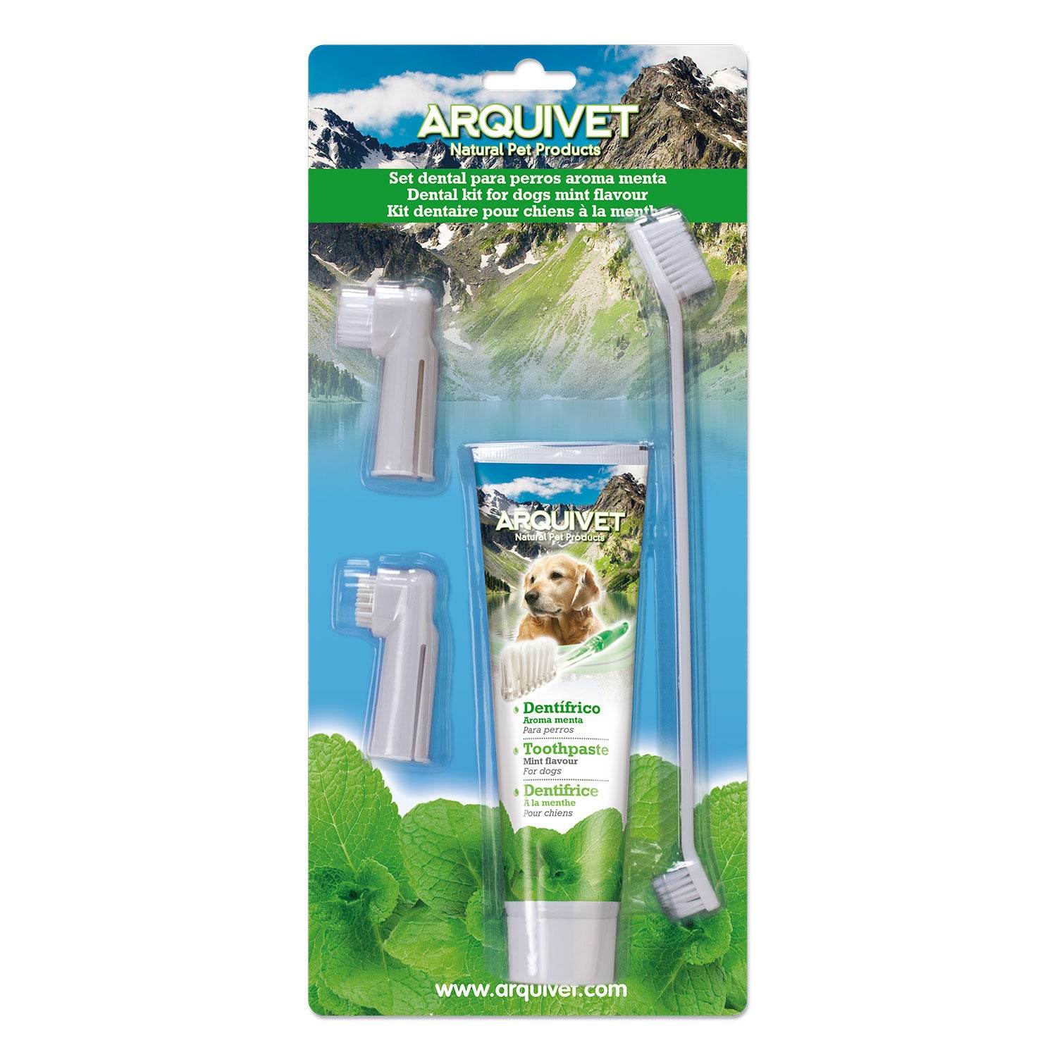 arquivet-kit-dentaire-chien-menthe-brosses-dentifrice-haleine image 1