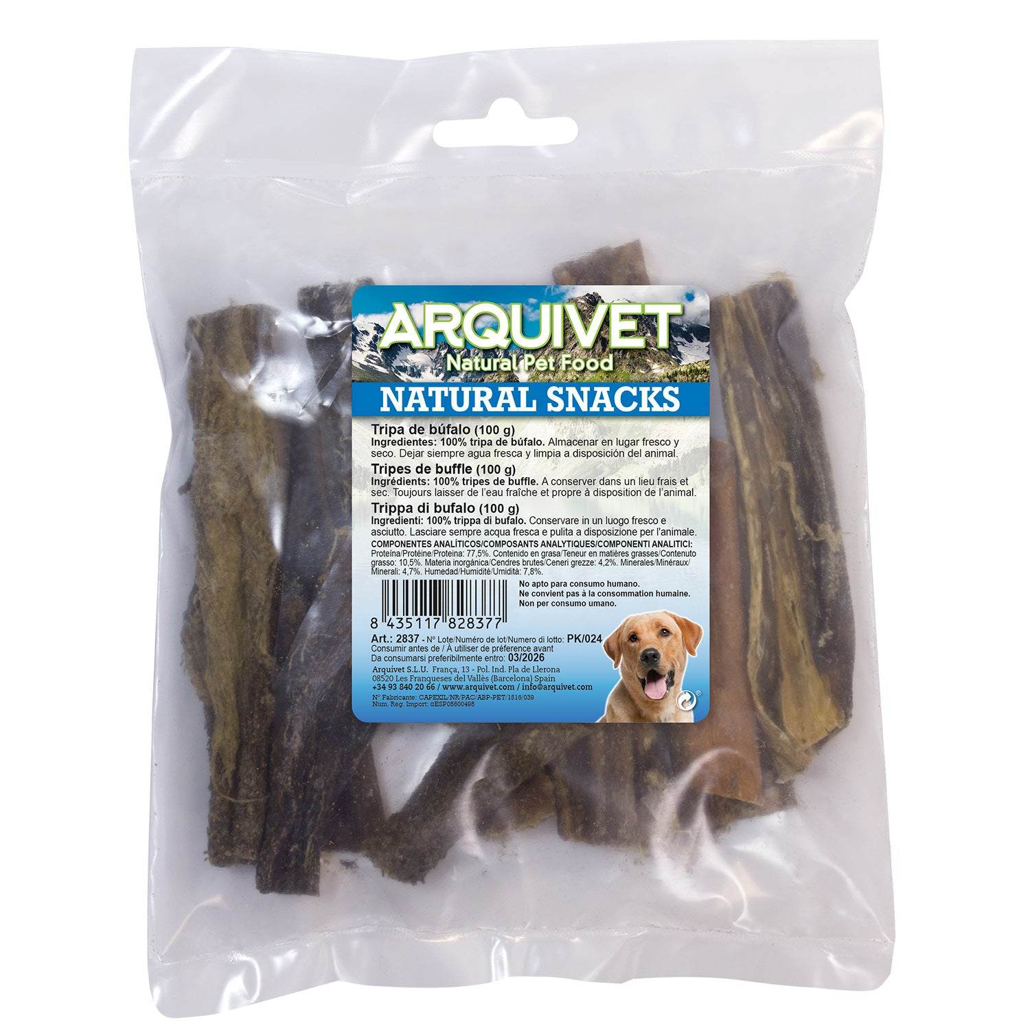 arquivet-dog-snacks-panse-de-buffle-friandise-chien-100-g-naturel image 3