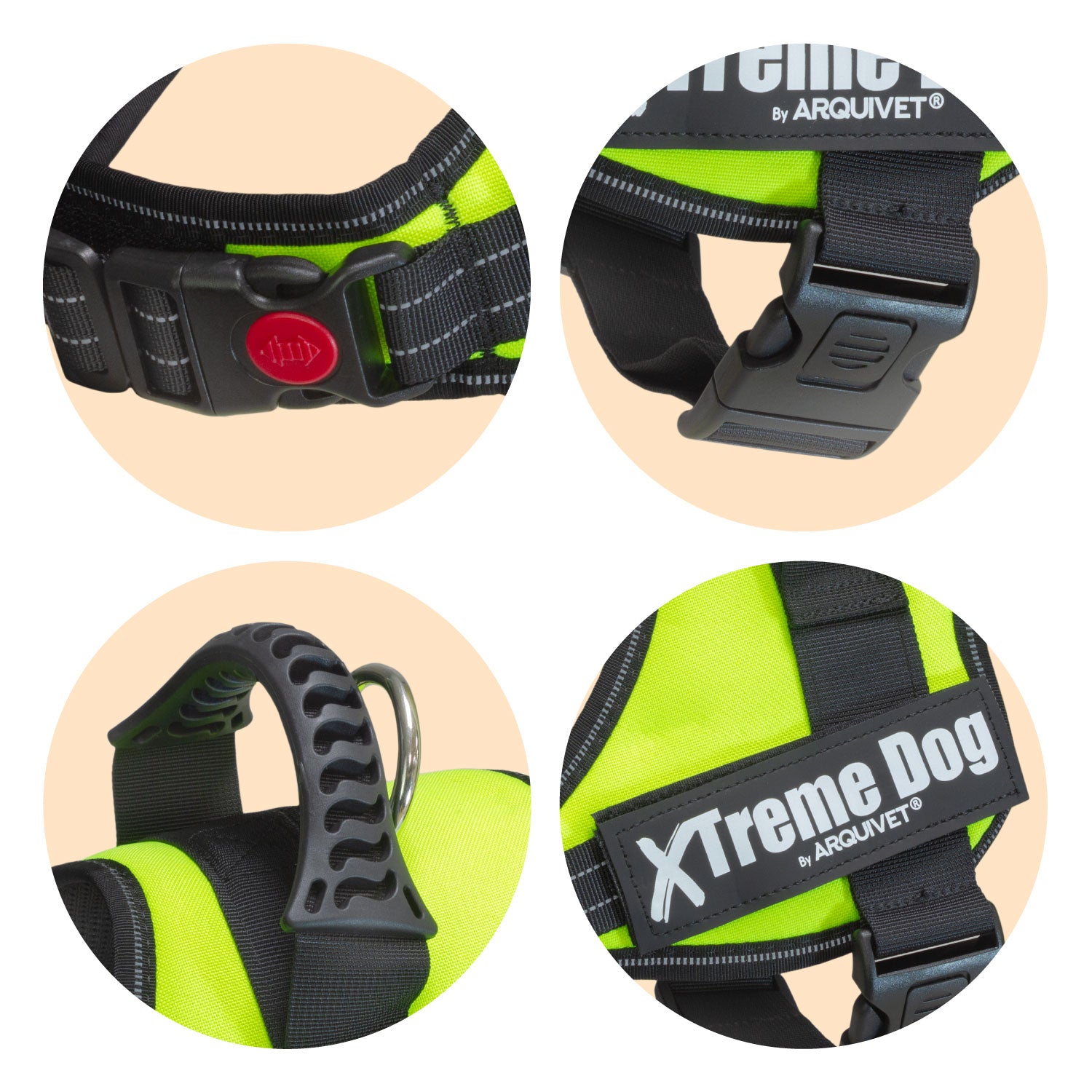 arquivet-xtreme-harnais-chien-vert-fluo-m-61-81-cm-polyester image 2