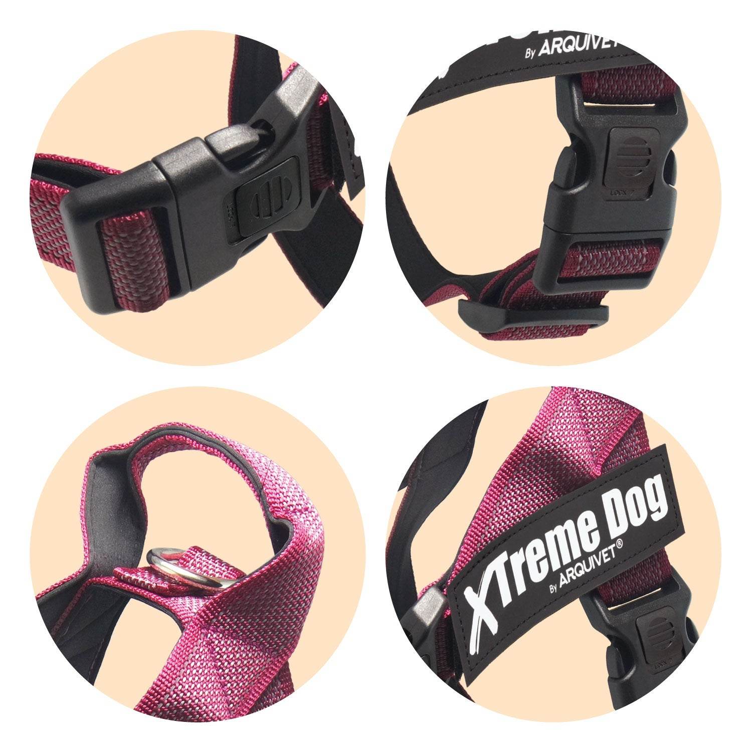 arquivet-classic-xtreme-harnais-chien-rose-m-61-81-cm image 2