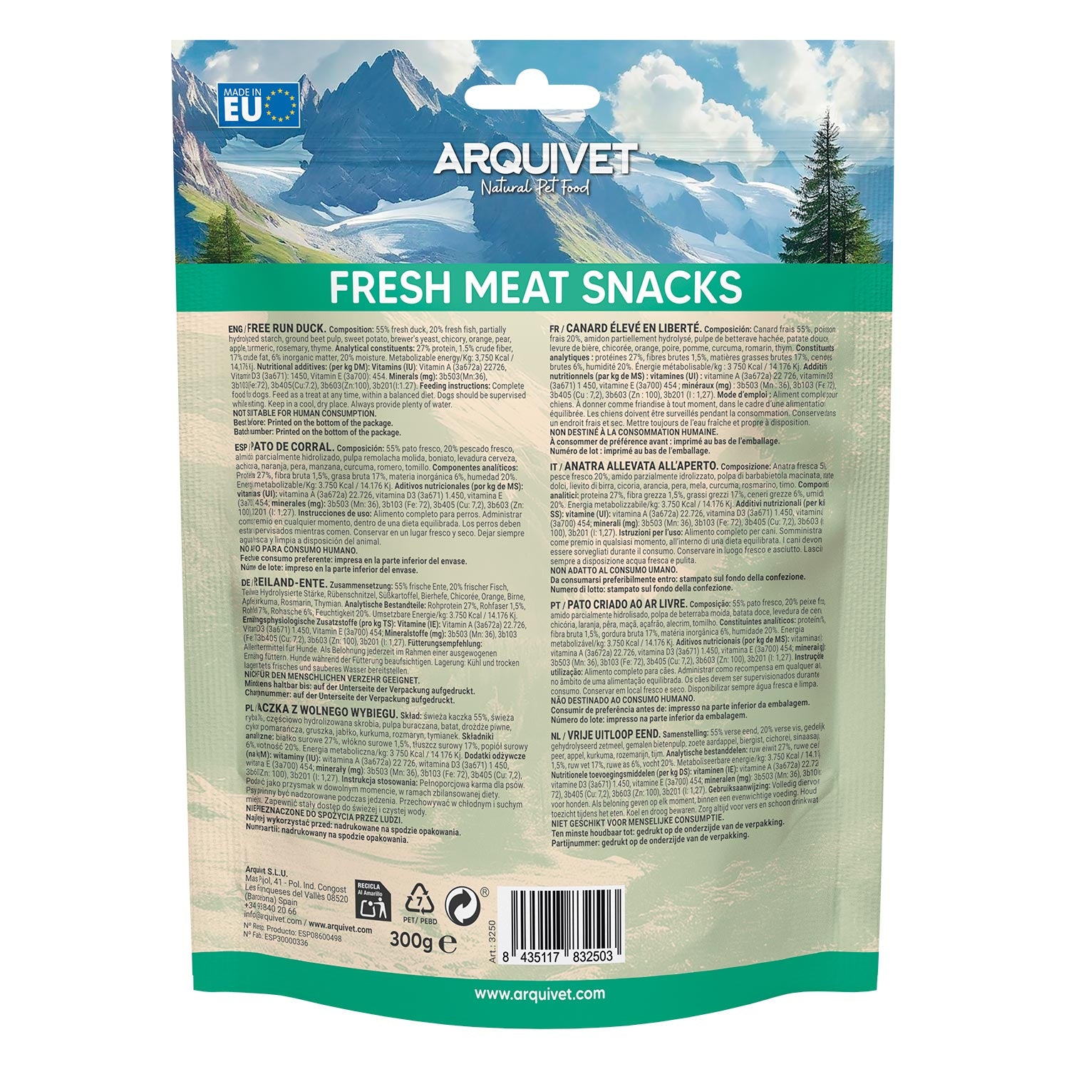 arquivet-fresh-meat-snacks-friandise-chien-canard-300-g image 4