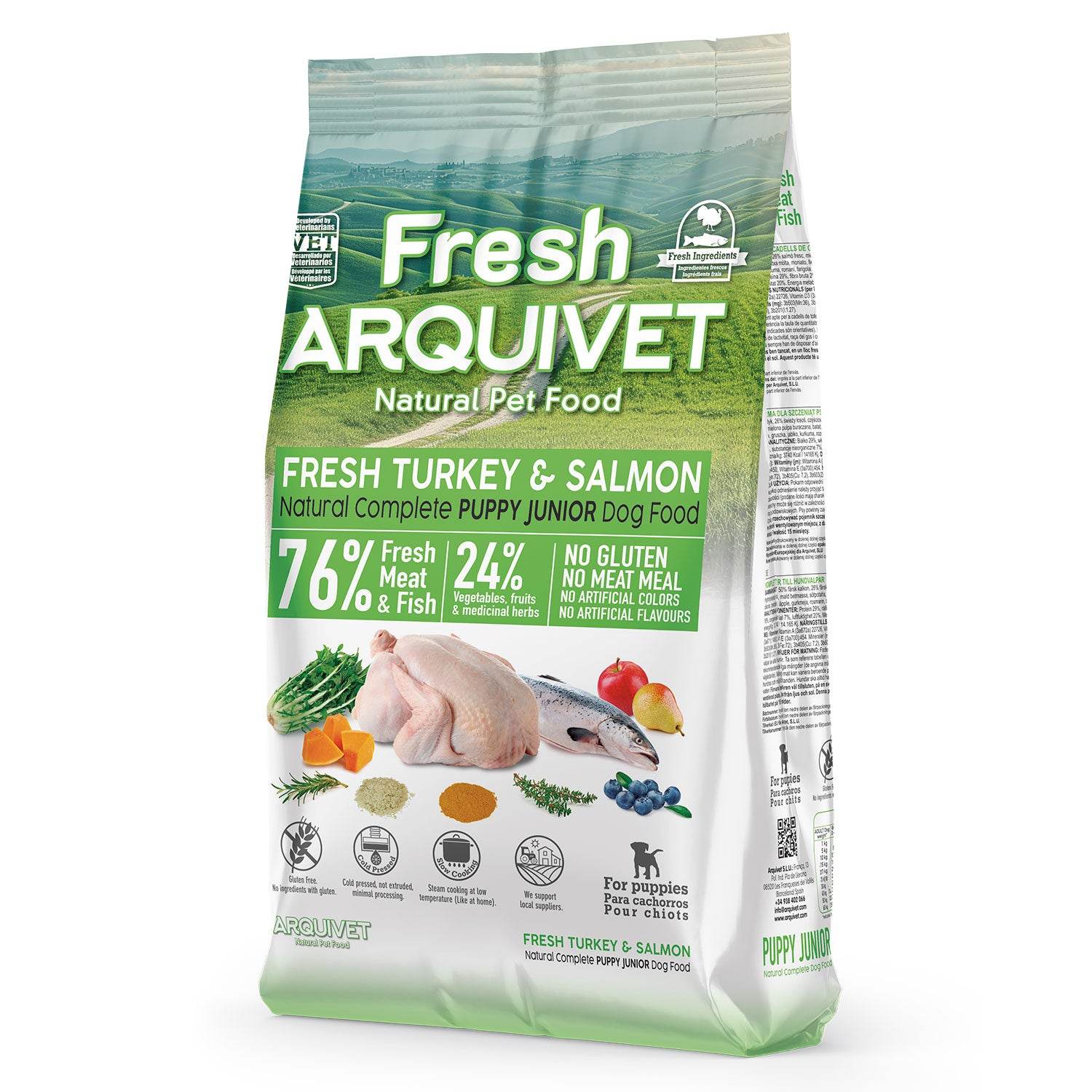 arquivet-fresh-chiot-dinde-saumon-croquettes-semi-humides-2-5-kg image 1