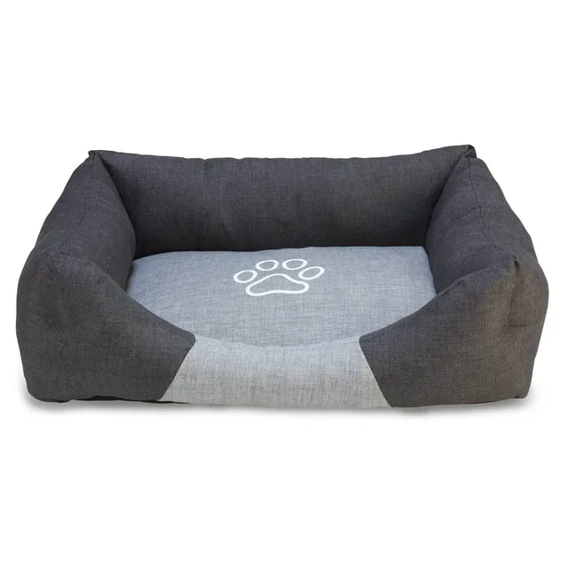 arquivet-panier-chien-carr-noir-gris-50x45-cm-coussin-lavable image 1