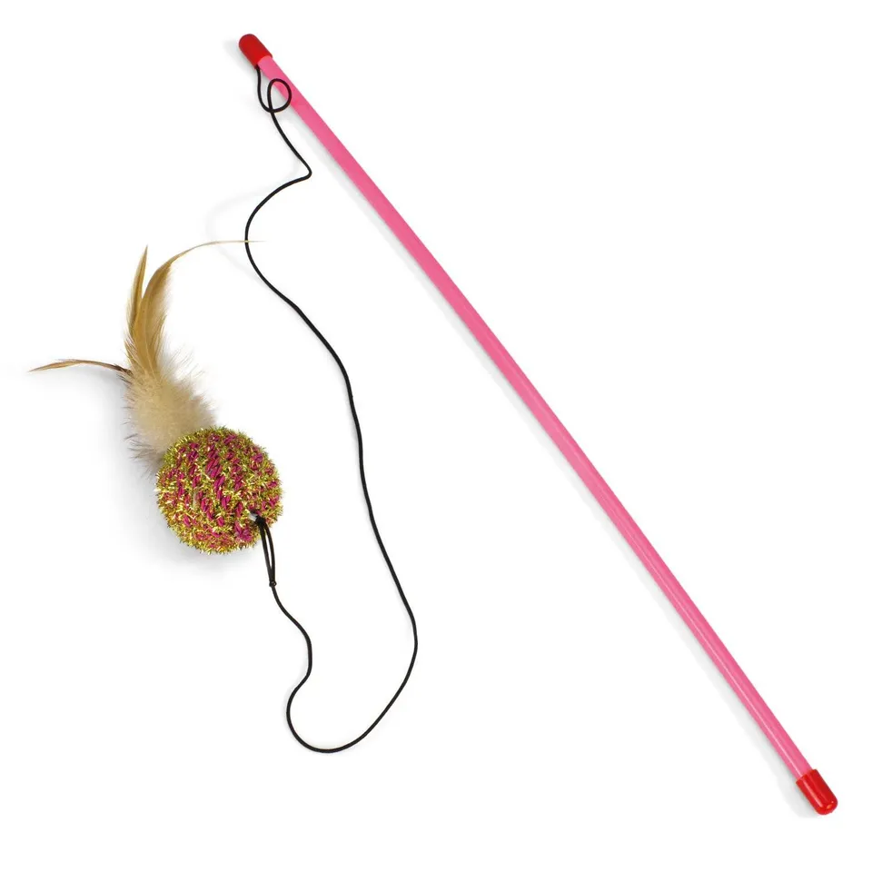 arquivet-canne-p-che-chat-boule-plumes-47-cm-rose image 1