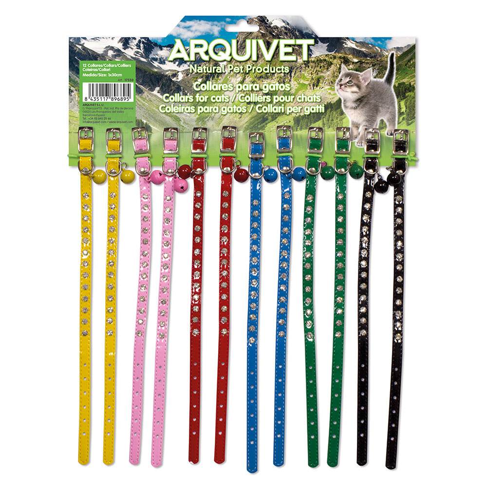 arquivet-collier-chat-strass-lot-12-couleurs-30-cm image 1