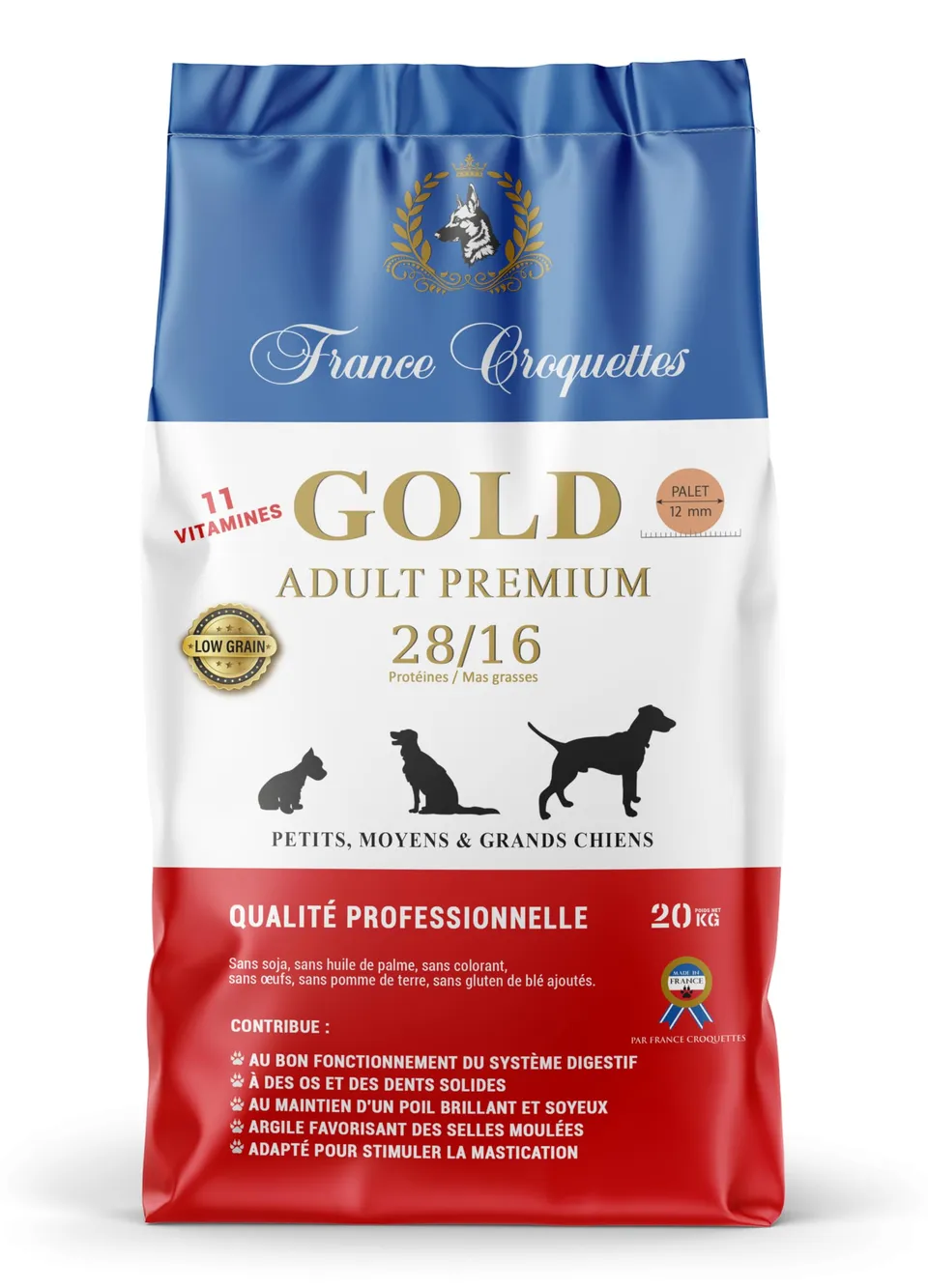 france-croquettes-gold-adult-28-16-croquettes-low-grain-20-kg image 1