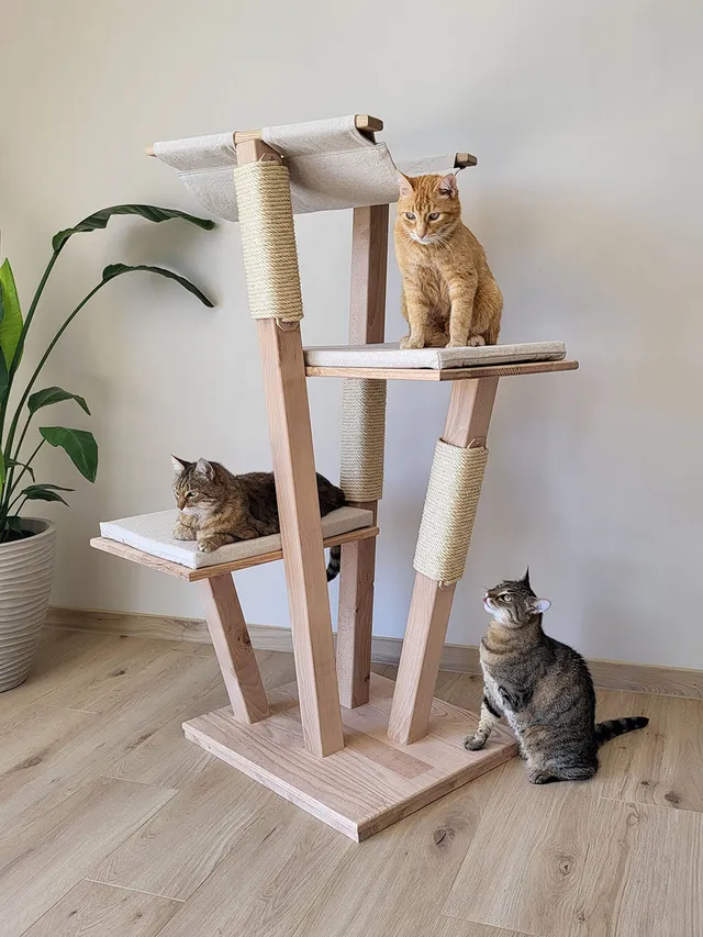 chat-perch-balsamine-arbre-chat-bois-hamac-130-cm image 1