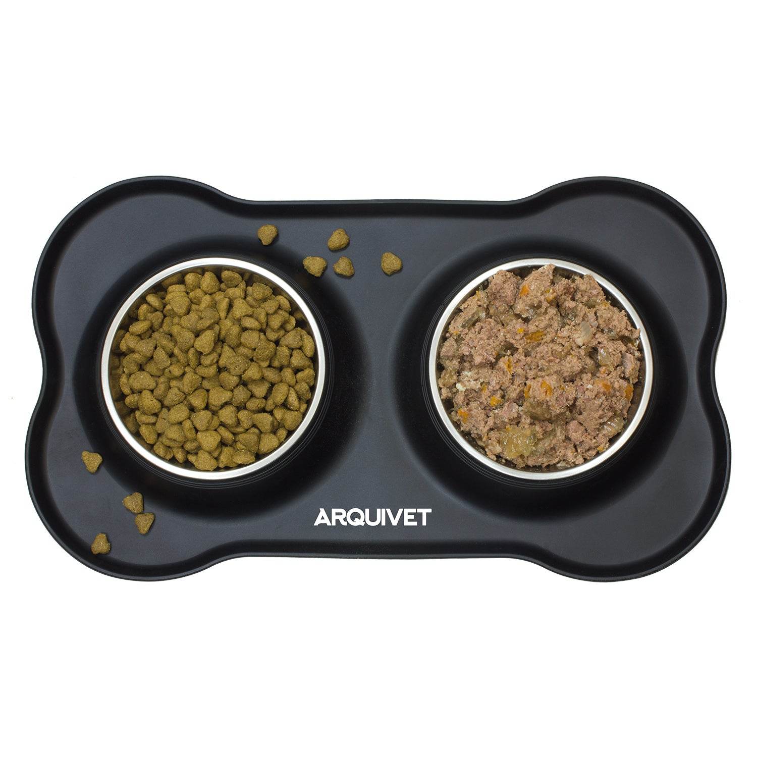 arquivet-double-gamelle-inox-chien-chat-2x400-ml-tapis-silicone image 4