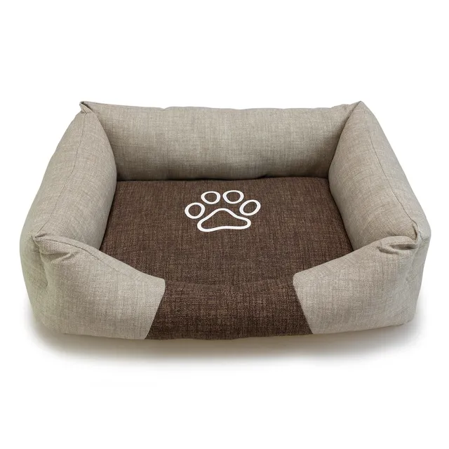 arquivet-panier-chien-carr-marron-beige-patte-70x55-cm image 1