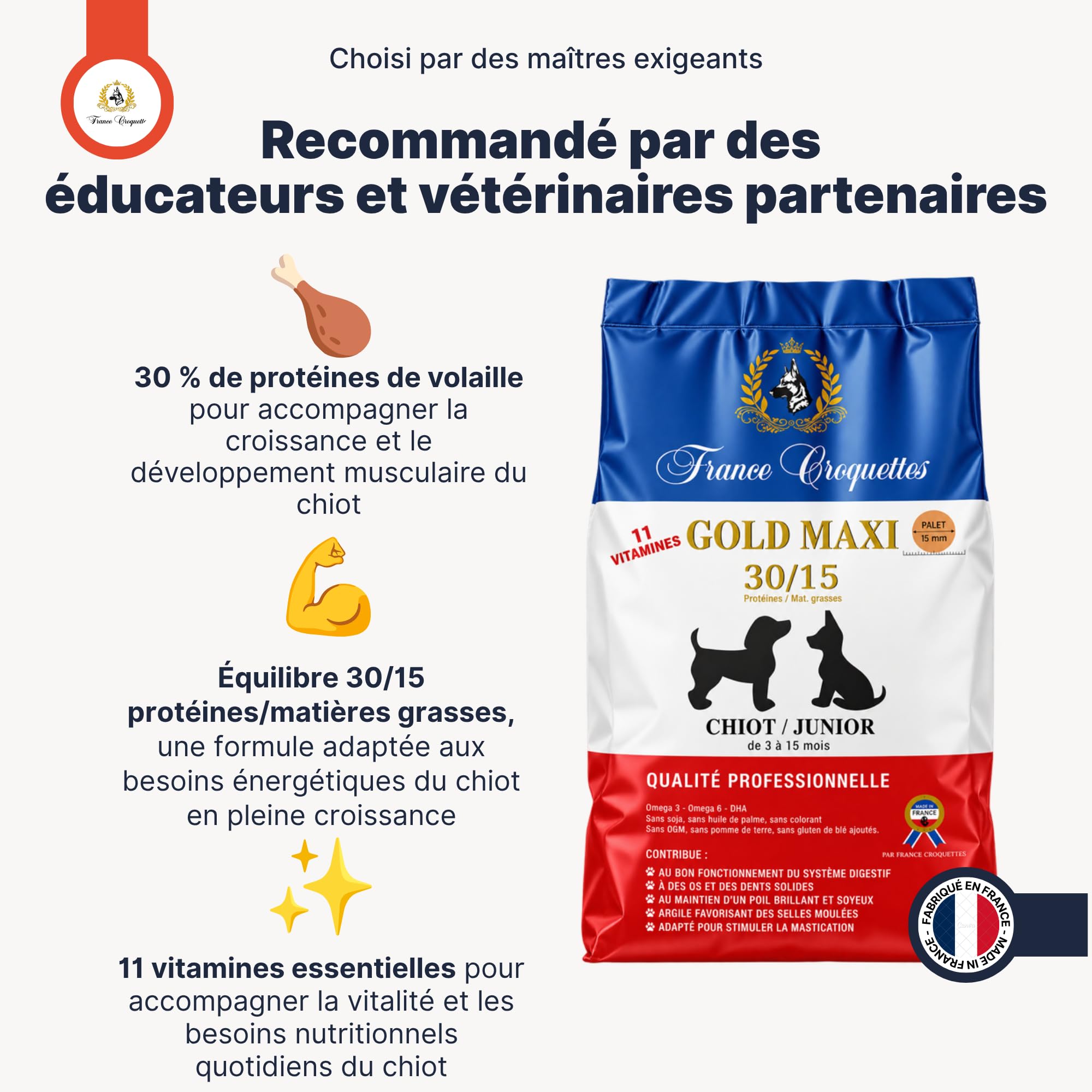 france-croquettes-gold-maxi-30-15-croquettes-chiot-20kg-croissance image 2