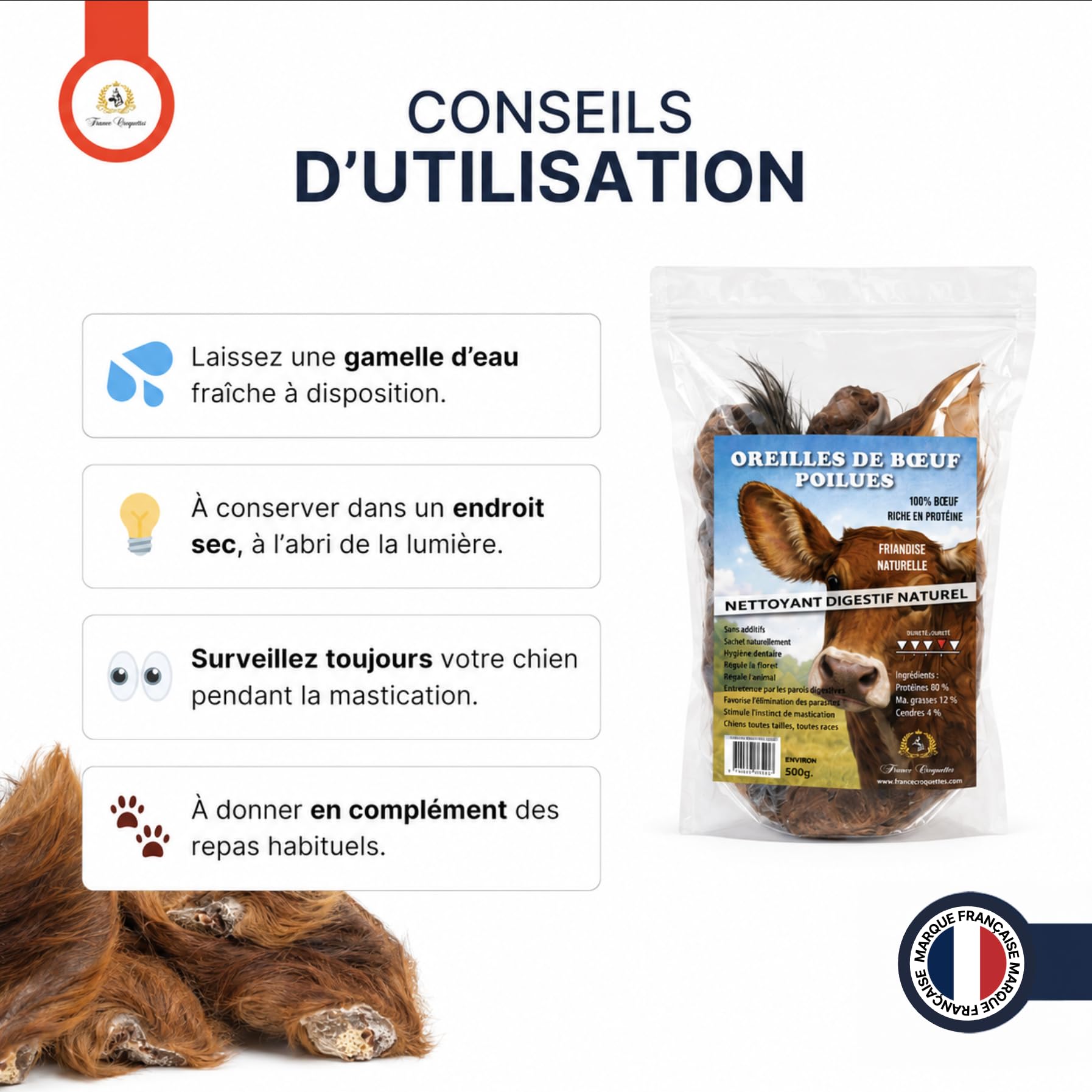 france-croquettes-les-poilus-oreilles-de-b-uf-friandise-500-g image 6