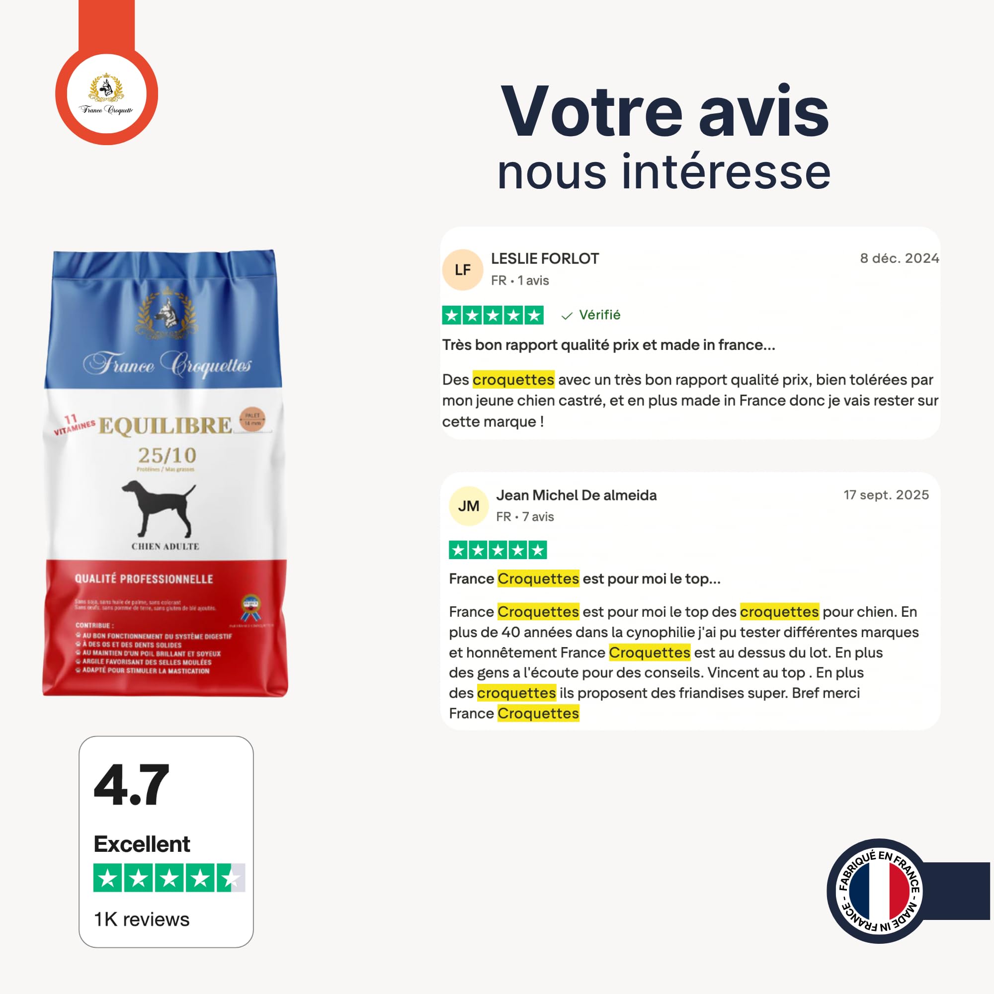 france-croquettes-equilibre-25-10-croquettes-chien-12-kg-adulte image 2