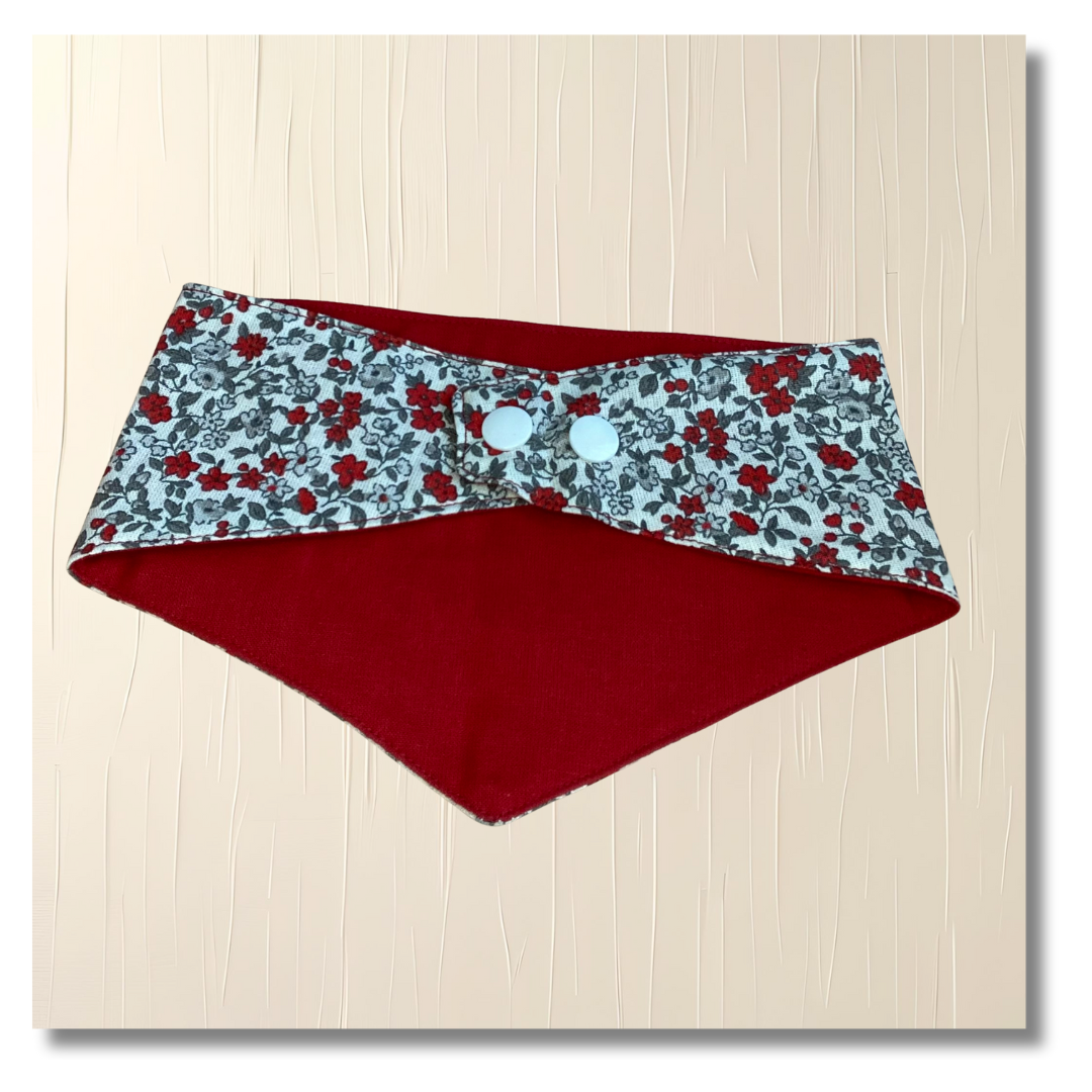 carabidule-flower-bandana-chien-r-versible-rouge-coton-taille-s image 2