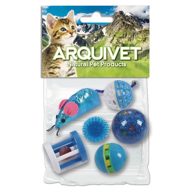 arquivet-kit-6-jouets-chat-bleus-assortiment image 1