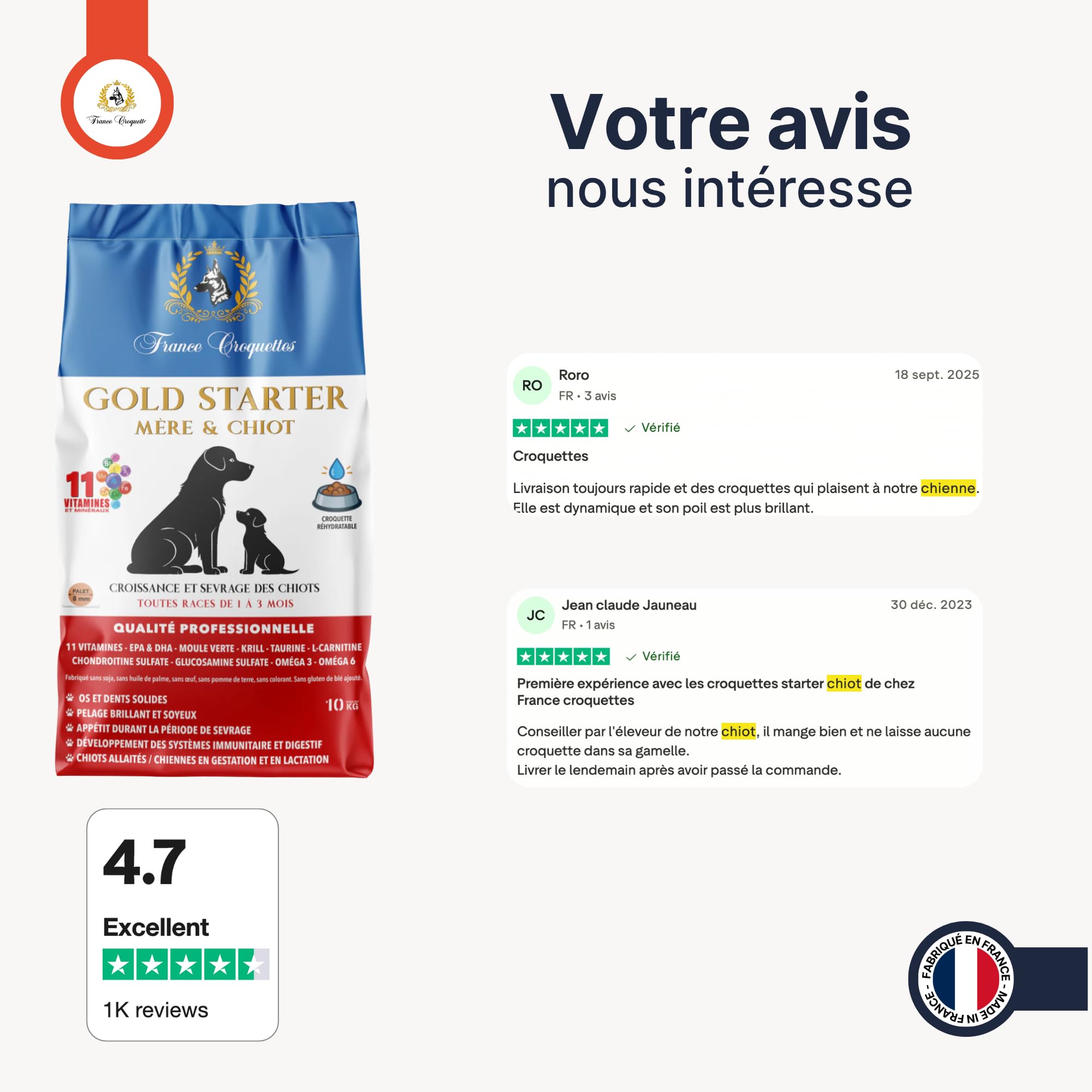 france-croquettes-gold-starter-croquettes-chiot-12kg-sevrage image 4