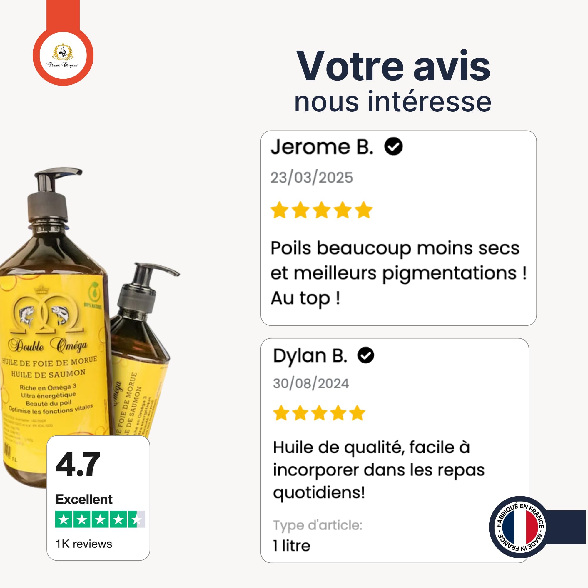 france-croquettes-double-om-ga-huile-chien-saumon-morue-500ml image 7
