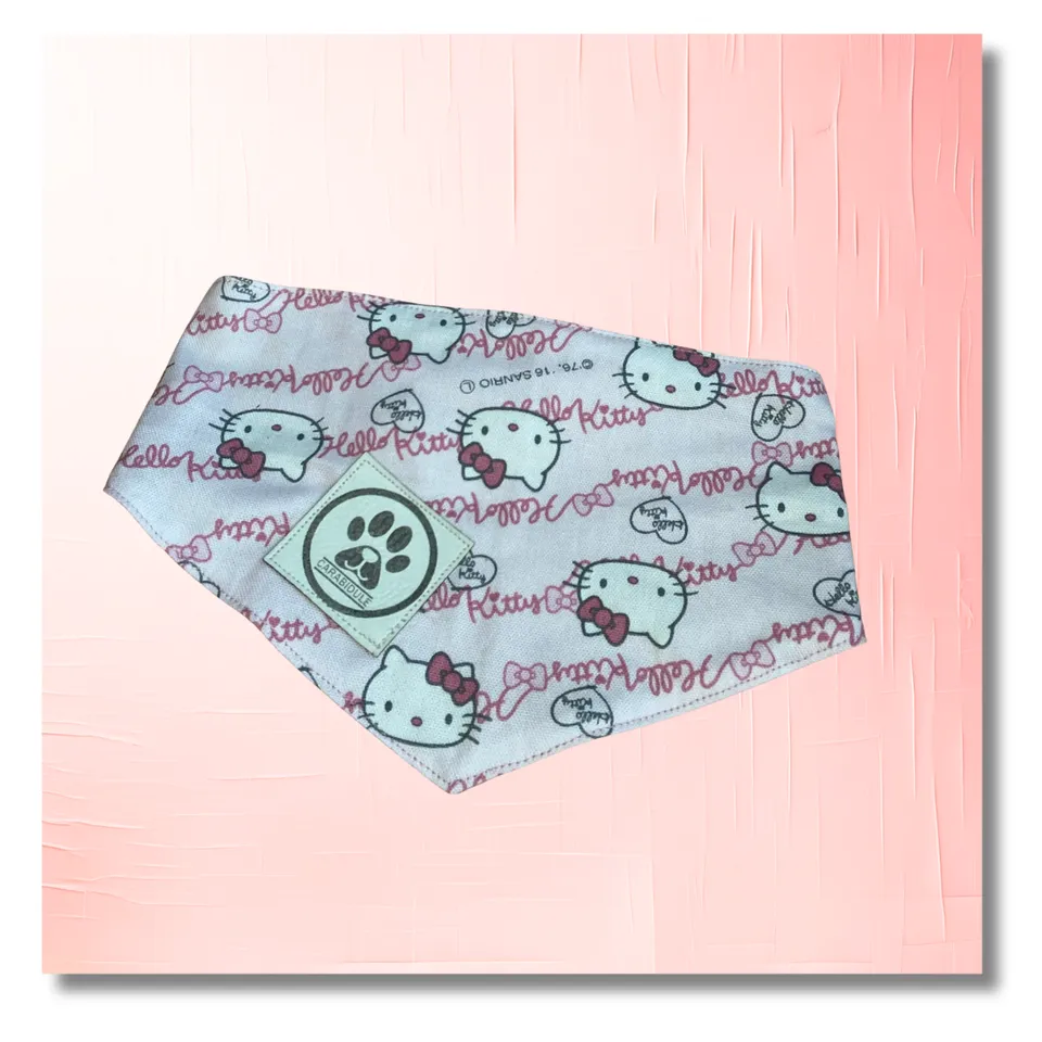carabidule-les-l-gers-bandana-chien-kawaii-r-versible-rose-coton image 1