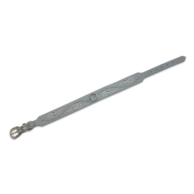 arquivet-collier-cuir-clout-chien-gris-3-5x40-cm-r-glable image 1
