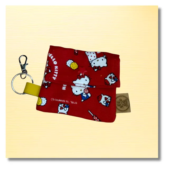 carabidule-pochettes-sacs-crottes-kawaii-rouge-pochette-chat image 1