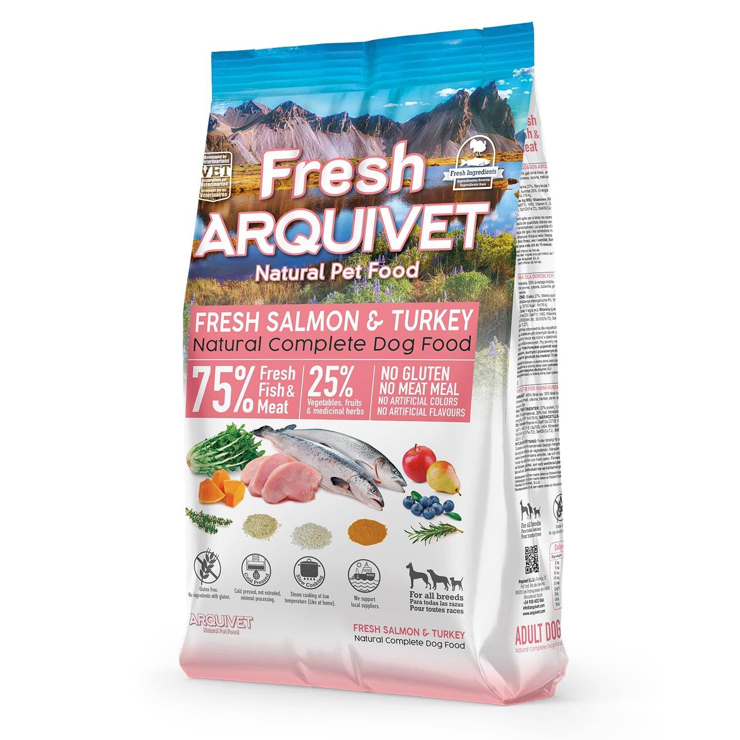 arquivet-semi-moist-fresh-croquette-chien-saumon-dinde-2-5-kg image 1
