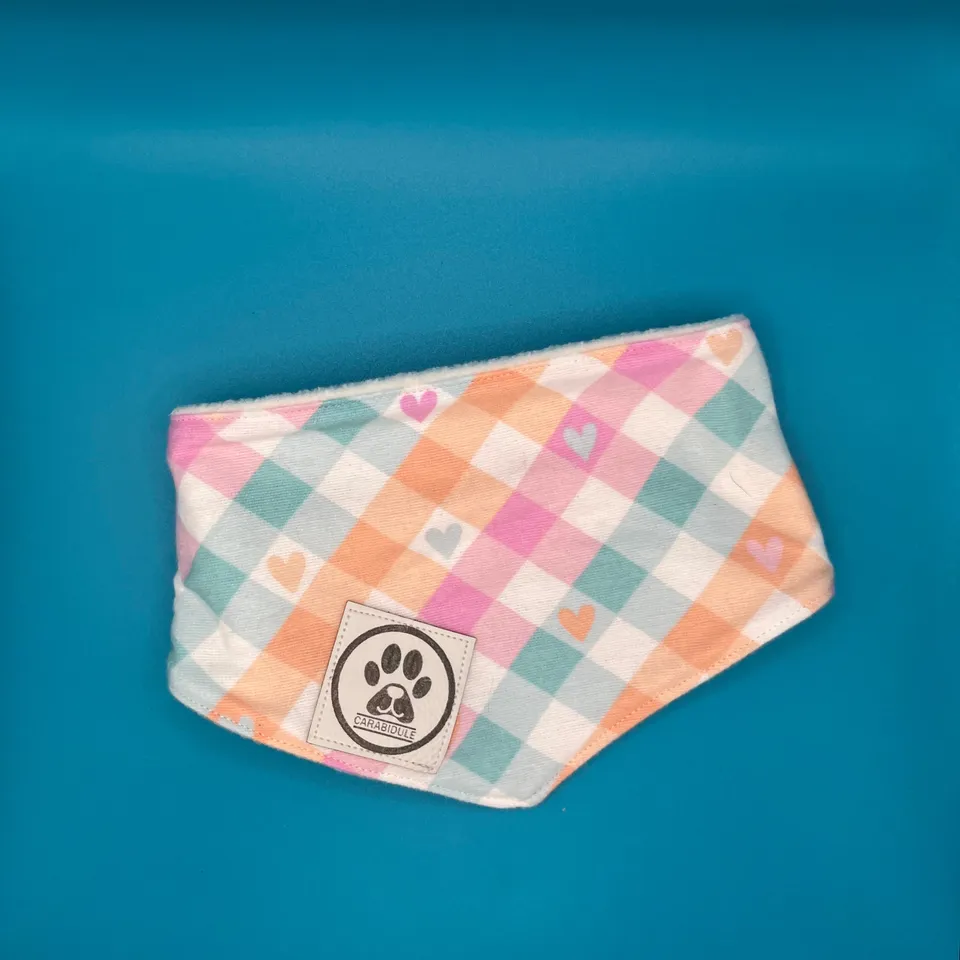 carabidule-carreaux-pastels-bandana-chien-hiver-polaire-taille-s image 1